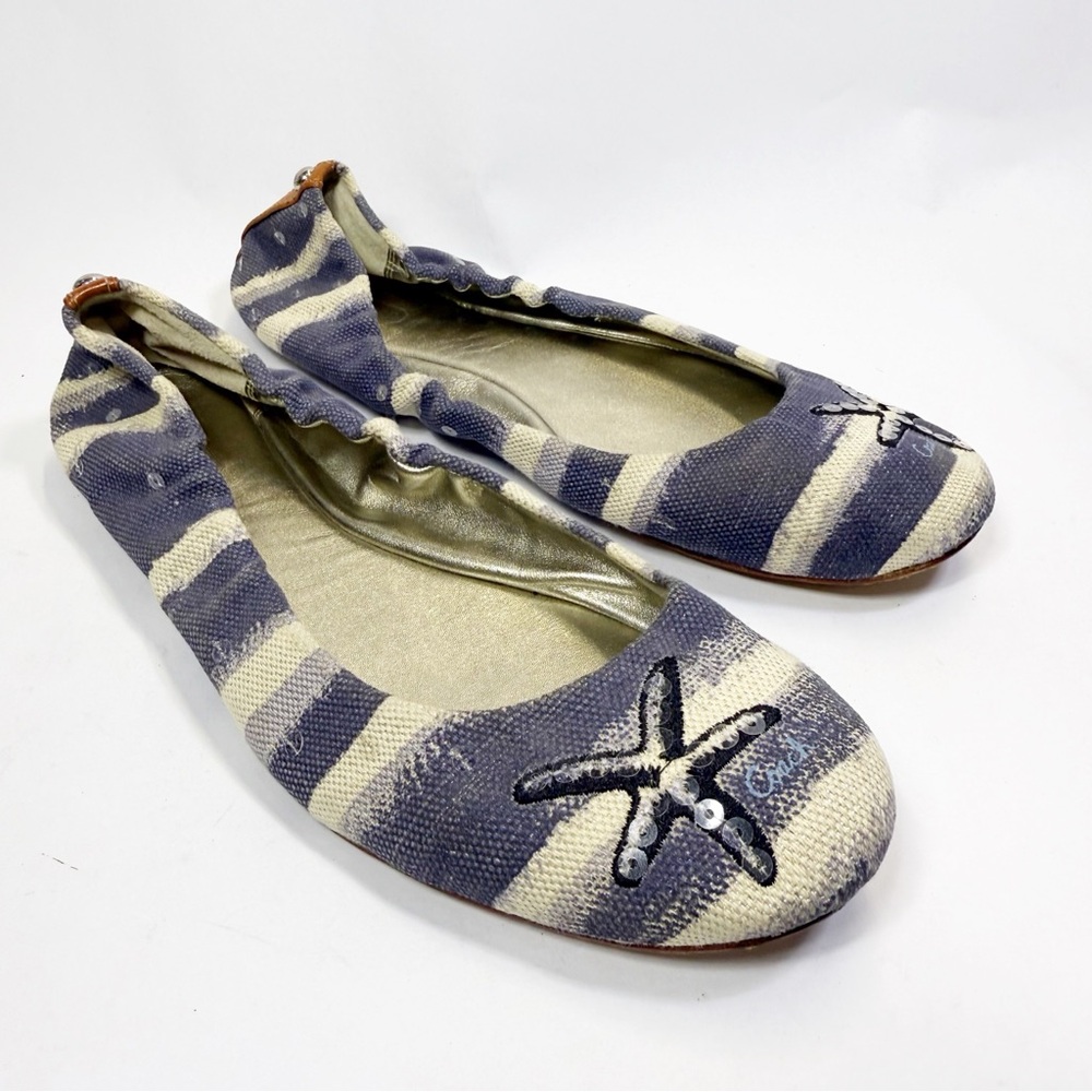 Coach Striped Flats with Starfish Accent